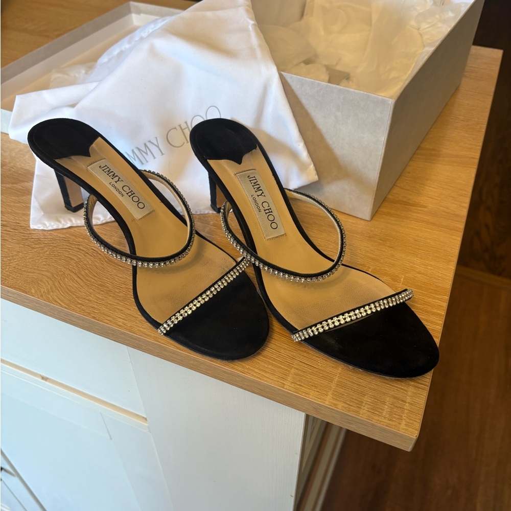 Jimmy Choo Black Crystal Embellished Footwear